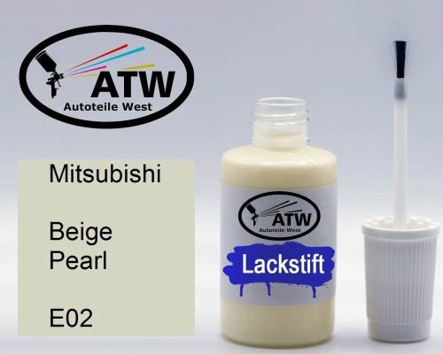 Mitsubishi, Beige Pearl, E02: 20ml Lackstift, von ATW Autoteile West.